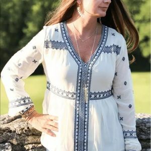 Stella & Dot Maette Lela Embroidered Tunic